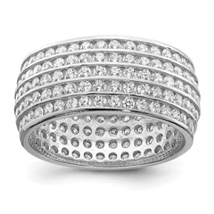 Sterling Silver Rhodium-plated 5-row Eternity Ring - 2