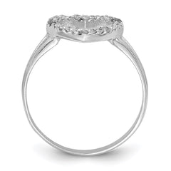 Sterling Silver Rhodium-plated Polished CZ Heart Ring - 3