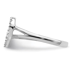 Sterling Silver Rhodium-plated Polished CZ Heart Ring - 4