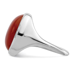 Sterling Silver Rhodium-plated Red Agate Ring - 3