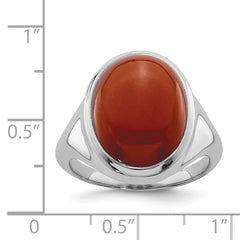 Sterling Silver Rhodium-plated Red Agate Ring - 3