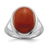 Sterling Silver Rhodium-plated Red Agate Ring - 3