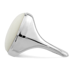 Sterling Silver Rhodium-plated White Agate Ring - 3