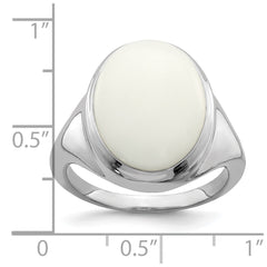 Sterling Silver Rhodium-plated White Agate Ring - 3