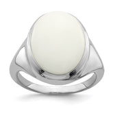 Sterling Silver Rhodium-plated White Agate Ring - 3