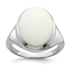 Sterling Silver Rhodium-plated White Agate Ring - 3
