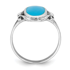 Sterling Silver Rhodium-plated Polished Synthetic Turquoise Ring - 3