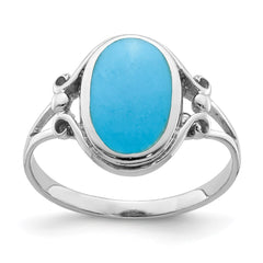 Sterling Silver Rhodium-plated Polished Synthetic Turquoise Ring - 3