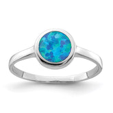 Sterling Silver Rhodium-plated Polished Round Synthetic Opal Ring