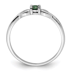 Sterling Silver Rhodium-plated Green & White CZ Ring - 3