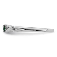 Sterling Silver Rhodium-plated Green & White CZ Ring - 2