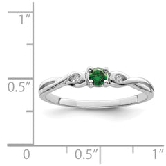 Sterling Silver Rhodium-plated Green & White CZ Ring - 3