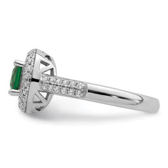 Pure Fire Sterling Silver Rhod-plated White & Green CZ Ring - 2