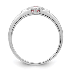 Sterling Silver Rhodium-plated White & Pink CZ Heart Ring - 3