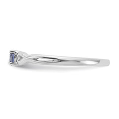 Sterling Silver Rhodium-plated Blue Color & White CZ Ring - 2
