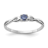 Sterling Silver Rhodium-plated Blue Color & White CZ Ring - 2
