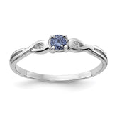 Sterling Silver Rhodium-plated Blue Color & White CZ Ring - 3