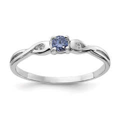 Sterling Silver Rhodium-plated Blue Color & White CZ Ring - 3