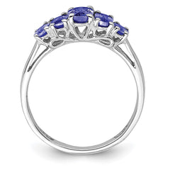 Sterling Silver Rhodium 5-Stone Oval Tanzanite Ring - 3