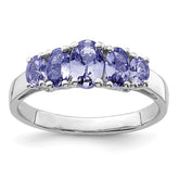 Sterling Silver Rhodium 5-Stone Oval Tanzanite Ring - 3