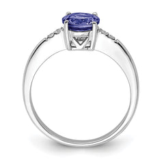 Sterling Silver Rhodium Round Tanzanite & Diam. Ring - 2