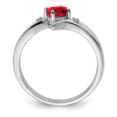 Sterling Silver Rhodium-plated Ruby and Diamond Ring - 2