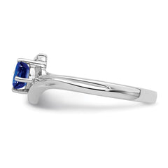 Sterling Silver Rhodium-plated Sapphire and Diamond Ring - 2
