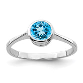 Sterling Silver Rhodium Blue Topaz Ring - 16