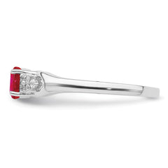 Sterling Silver Rhodium-plated Ruby and White Sapphire Ring - 2