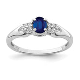 Sterling Silver Rhodium-plated Blue and White Sapphire Ring - 3