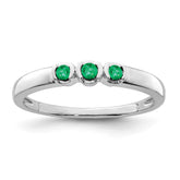 Sterling Silver Rhodium-plated Polished Emerald 3 Stone Ring - 3