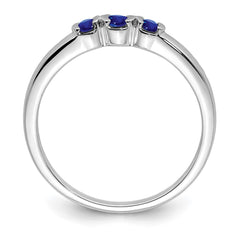 Sterling Silver Rhodium-plated Polished Sapphire Ring - 3