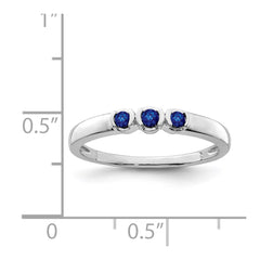 Sterling Silver Rhodium-plated Polished Sapphire Ring - 3