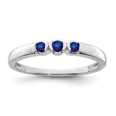Sterling Silver Rhodium-plated Polished Sapphire Ring - 3