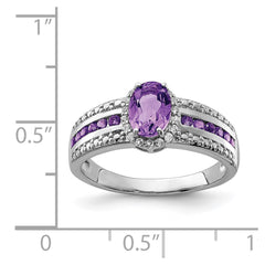Sterling Silver Rhodium-plated Polished Amethyst & White Topaz Ring - 3