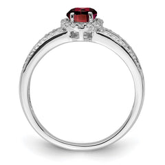 Sterling Silver Rhodium-plated Garnet and White Topaz Ring - 3