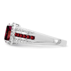 Sterling Silver Rhodium-plated Garnet and White Topaz Ring - 2