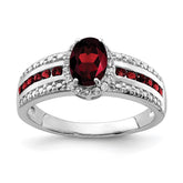 Sterling Silver Rhodium-plated Garnet and White Topaz Ring - 2