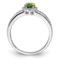 Sterling Silver Rhodium Polished Peridot & White Topaz Ring - 3