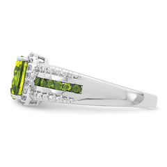 Sterling Silver Rhodium Polished Peridot & White Topaz Ring - 3