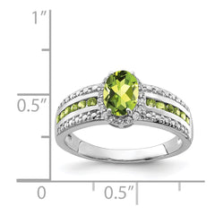 Sterling Silver Rhodium Polished Peridot & White Topaz Ring - 2