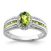 Sterling Silver Rhodium Polished Peridot & White Topaz Ring - 3