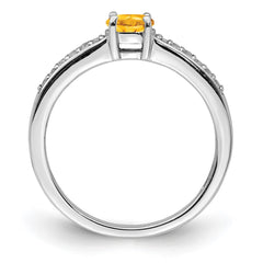 Sterling Silver Rhodium-plated Citrine and White Topaz Ring - 3
