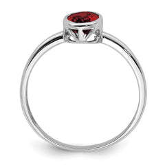 Sterling Silver Rhodium-plated Polished Garnet Oval Ring - 3