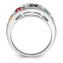 Sterling Silver Rhodium-plt Amethyst/Citrine/Blue Topaz/Garnet/Peridot Ring - 3