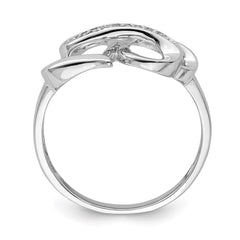 Sterling Silver Rhodium Plated Diamond Double Heart Ring - 3