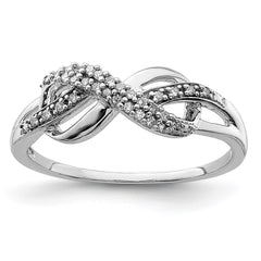 Sterling Silver Rhodium Plated Diamond Infinity Ring - 4