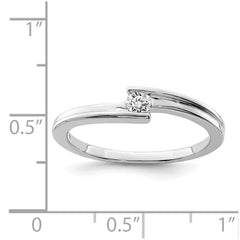 Sterling Silver Rhodium Plated Polished Diamond Ring - 2