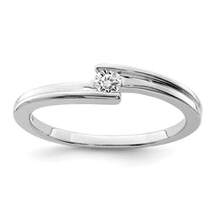 Sterling Silver Rhodium Plated Polished Diamond Ring - 2