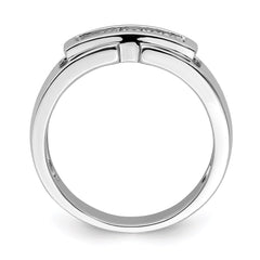Sterling Silver Rhodium Plated Men's Polished Diam. Ring - 2